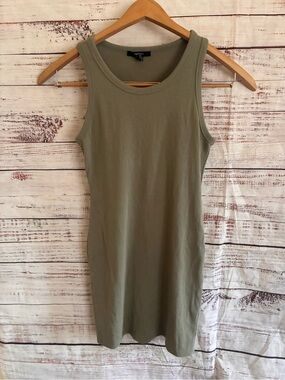 Forever 21 Olive Green Sleeveless Ribbed Tank Dress Large